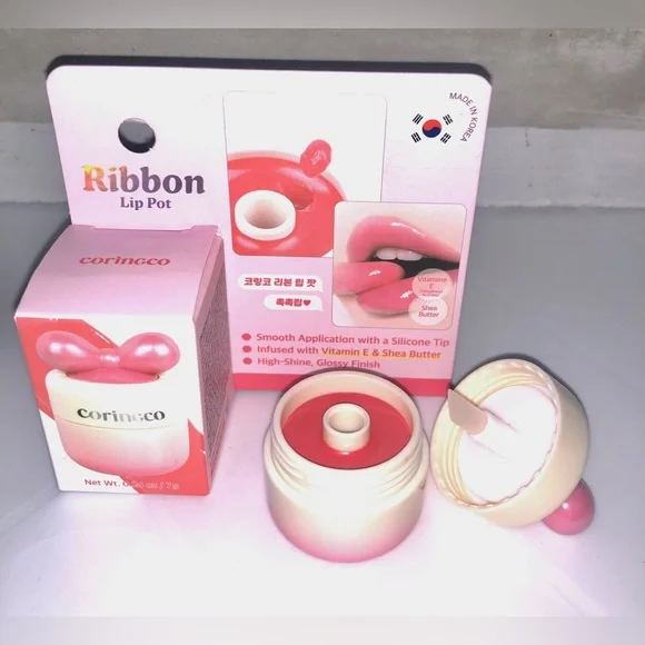 BNIB Coringco Kbeauty Ribbon Lip Pot - Jelly Pink - Picture 2 of 3